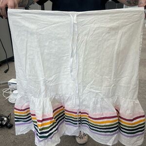 Yellowtail White Ruffled Skirt with Multicolor Stripes